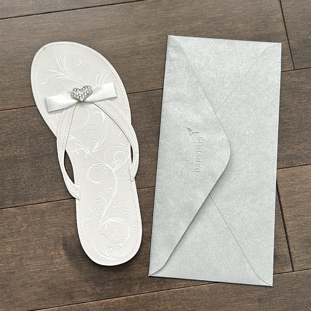 PAPYRUS Bridal Shower Greeting Card, Congratulations Bride Sandal Heart Sparkle